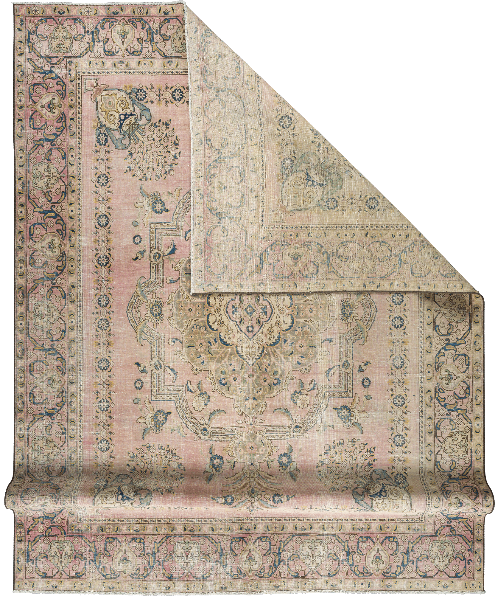 Modern Tabriz Rectangle Pink Rug 9×12 Wool-Cotton