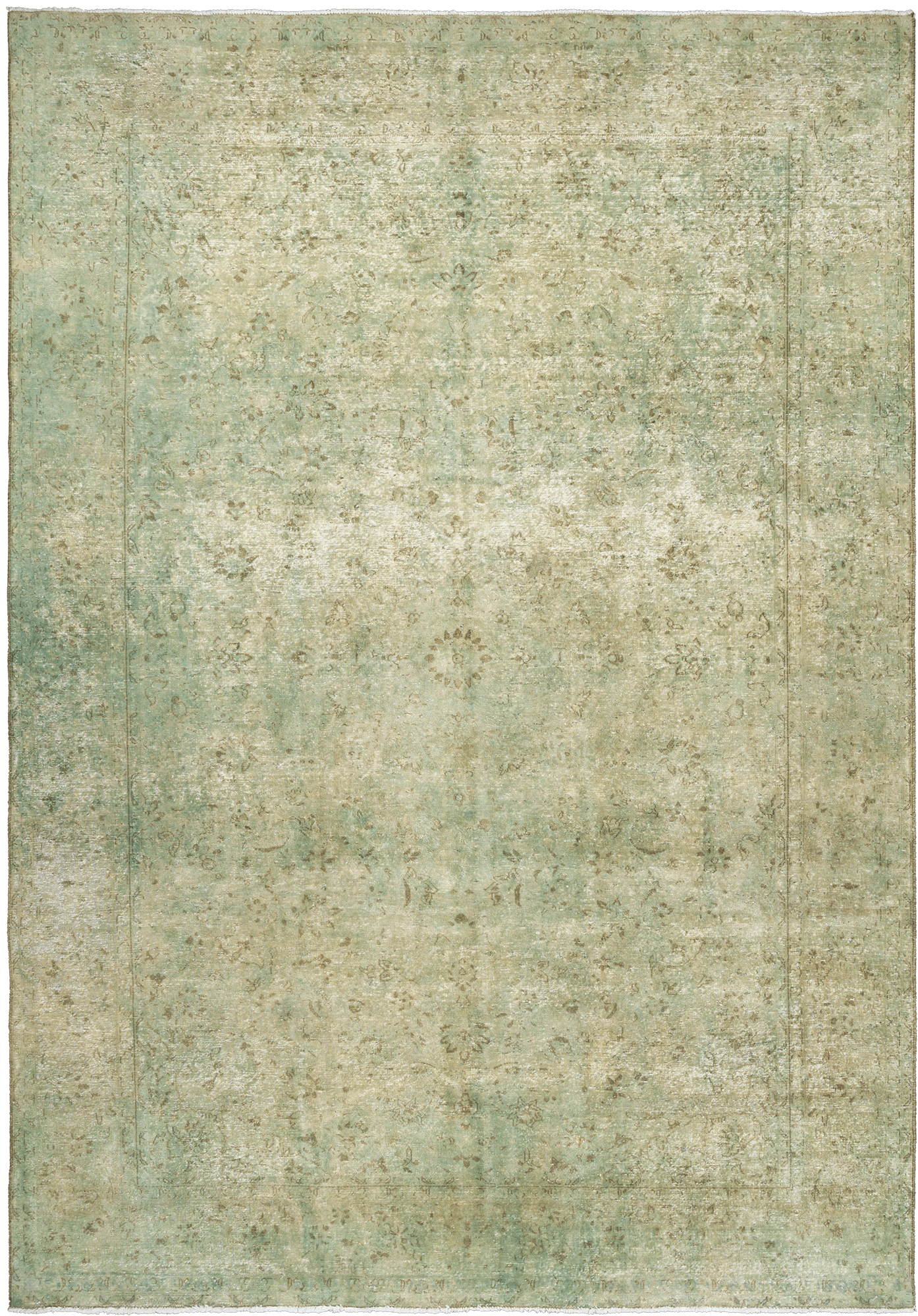 Modern Kashan Rectangle Green Rug 8×12 Wool-Cotton