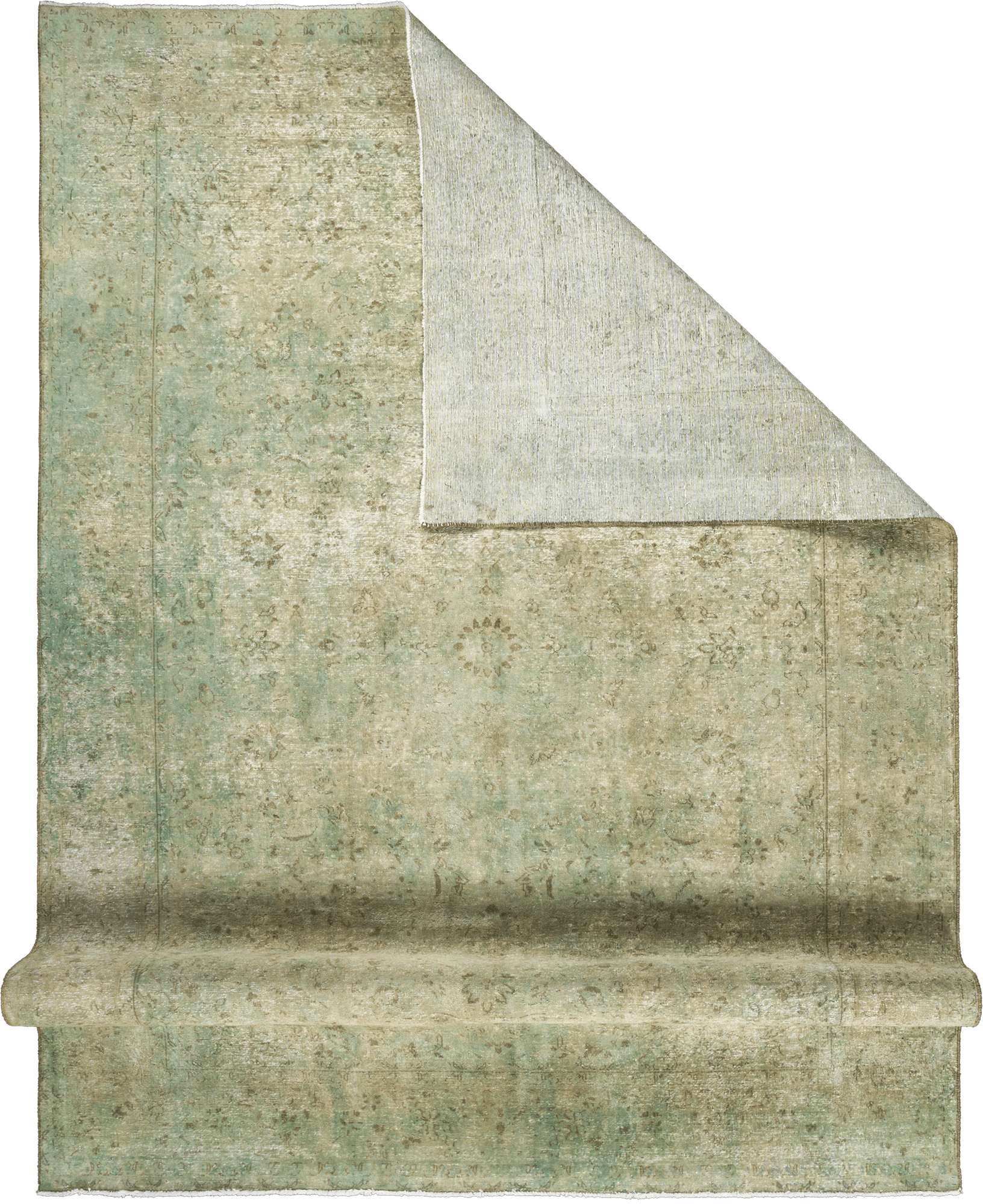 Modern Kashan Rectangle Green Rug 8×12 Wool-Cotton