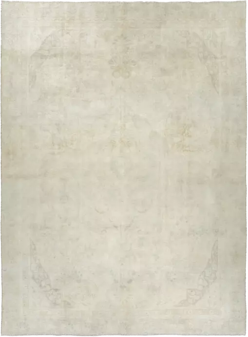 Modern Tabriz Rectangle White Rug 8×11 Wool-Cotton