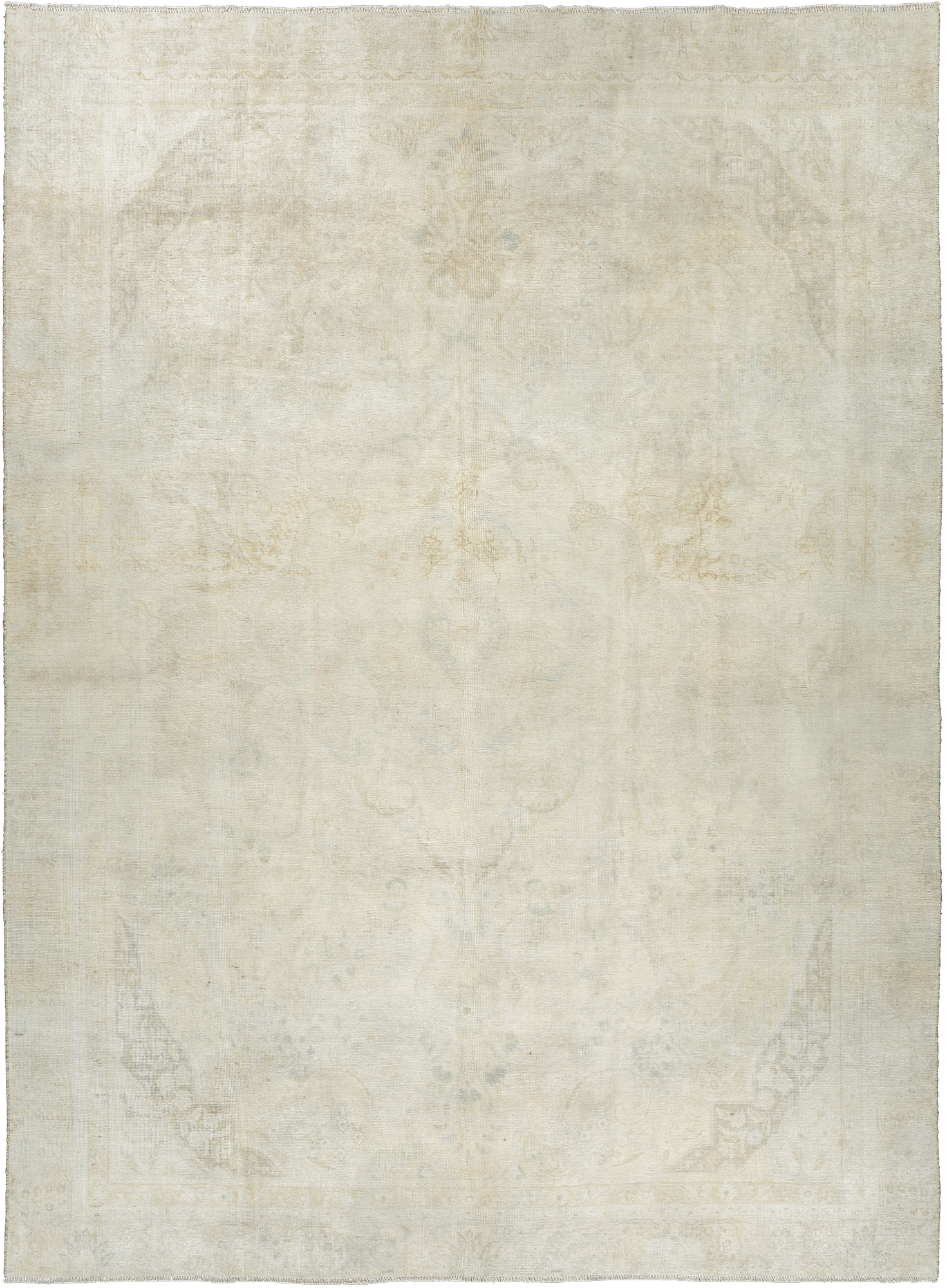 Modern Tabriz Rectangle White Rug 8×11 Wool-Cotton