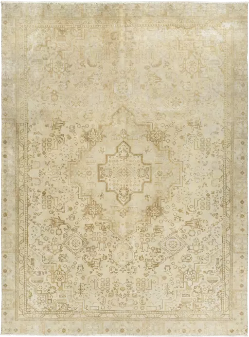 Modern Heriz Rectangle Beige Rug 7×10 Wool-Cotton
