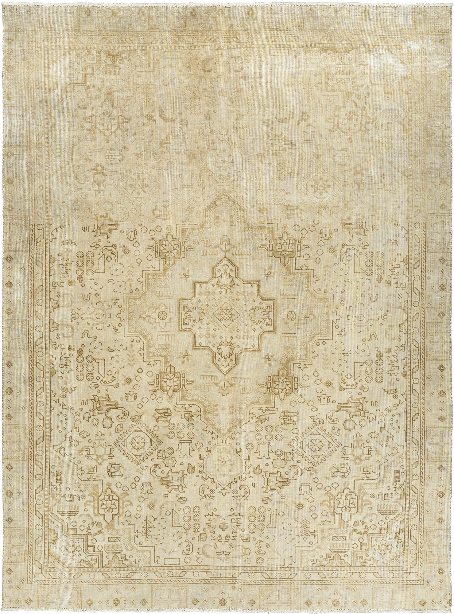 Modern Heriz Rectangle Beige Rug 7×10 Wool-Cotton
