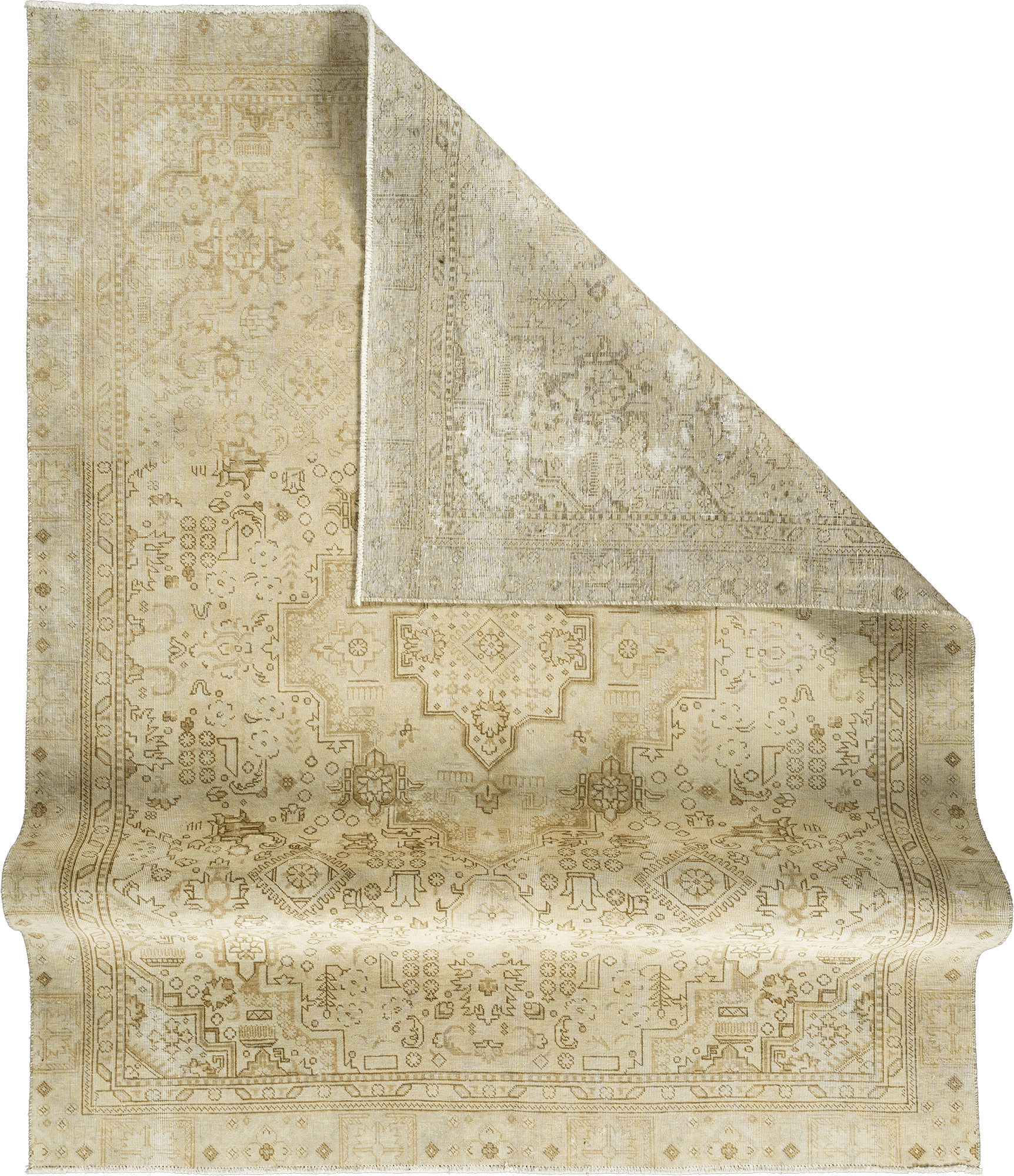 Modern Heriz Rectangle Beige Rug 7×10 Wool-Cotton