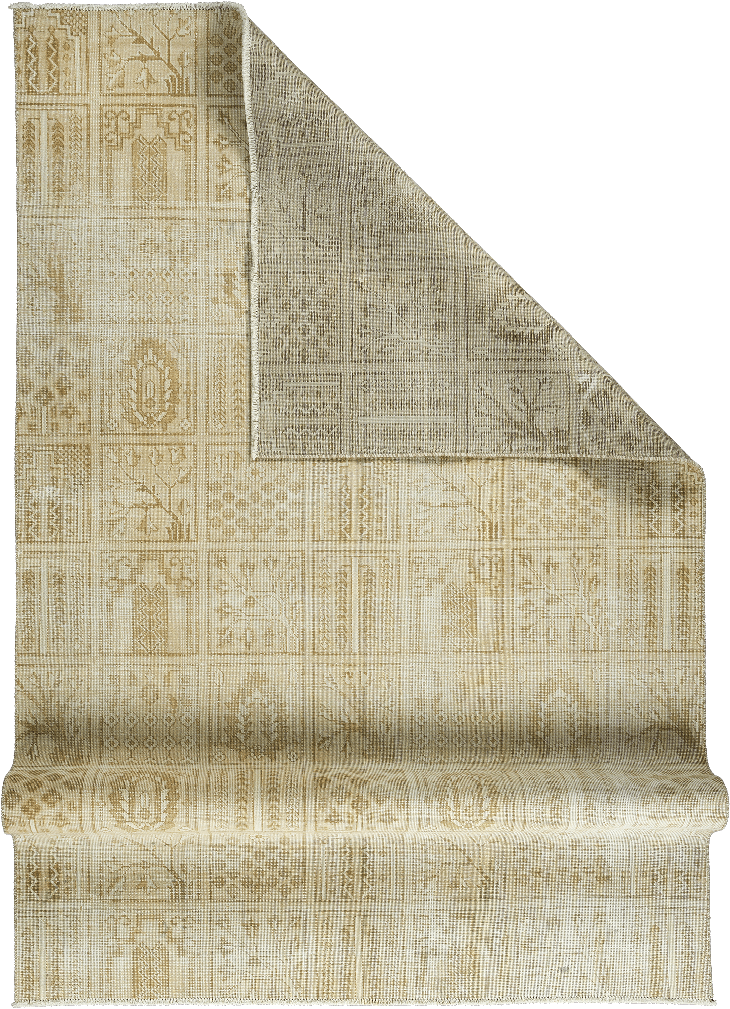 Modern Bakhtiari Rectangle Beige Rug 6×10 Wool-Cotton