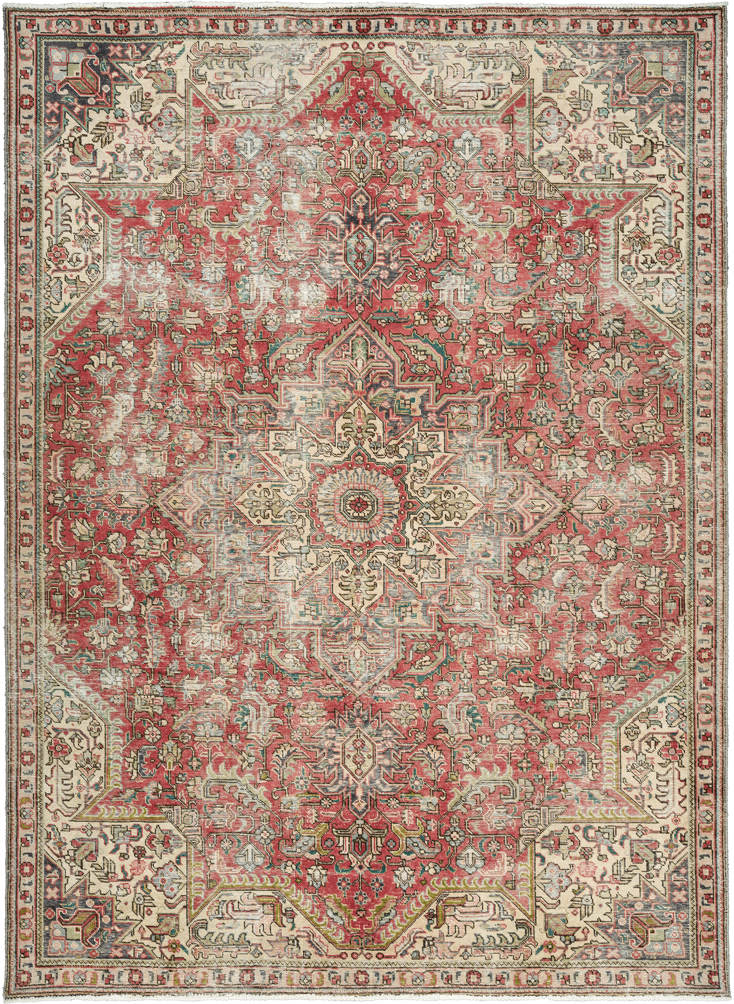 Patina Heriz Rectangle Red Rug 7×10 Wool-Cotton