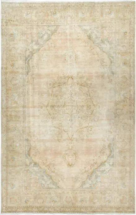Modern Tabriz Rectangle Pink Rug 7×11 Wool-Cotton