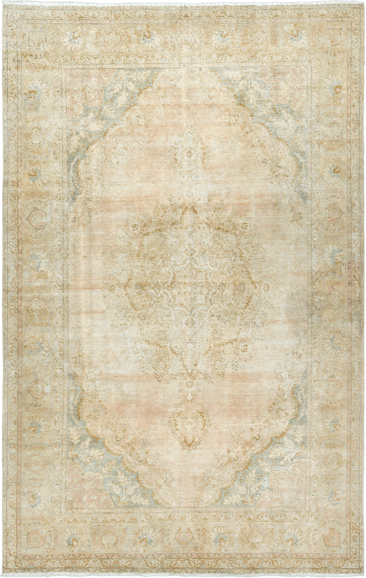 Modern Tabriz Rectangle Pink Rug 7×11 Wool-Cotton