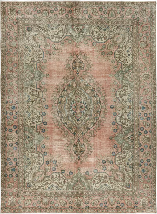 Patina Tabriz Rectangle Pink Rug 8×11 Wool-Cotton