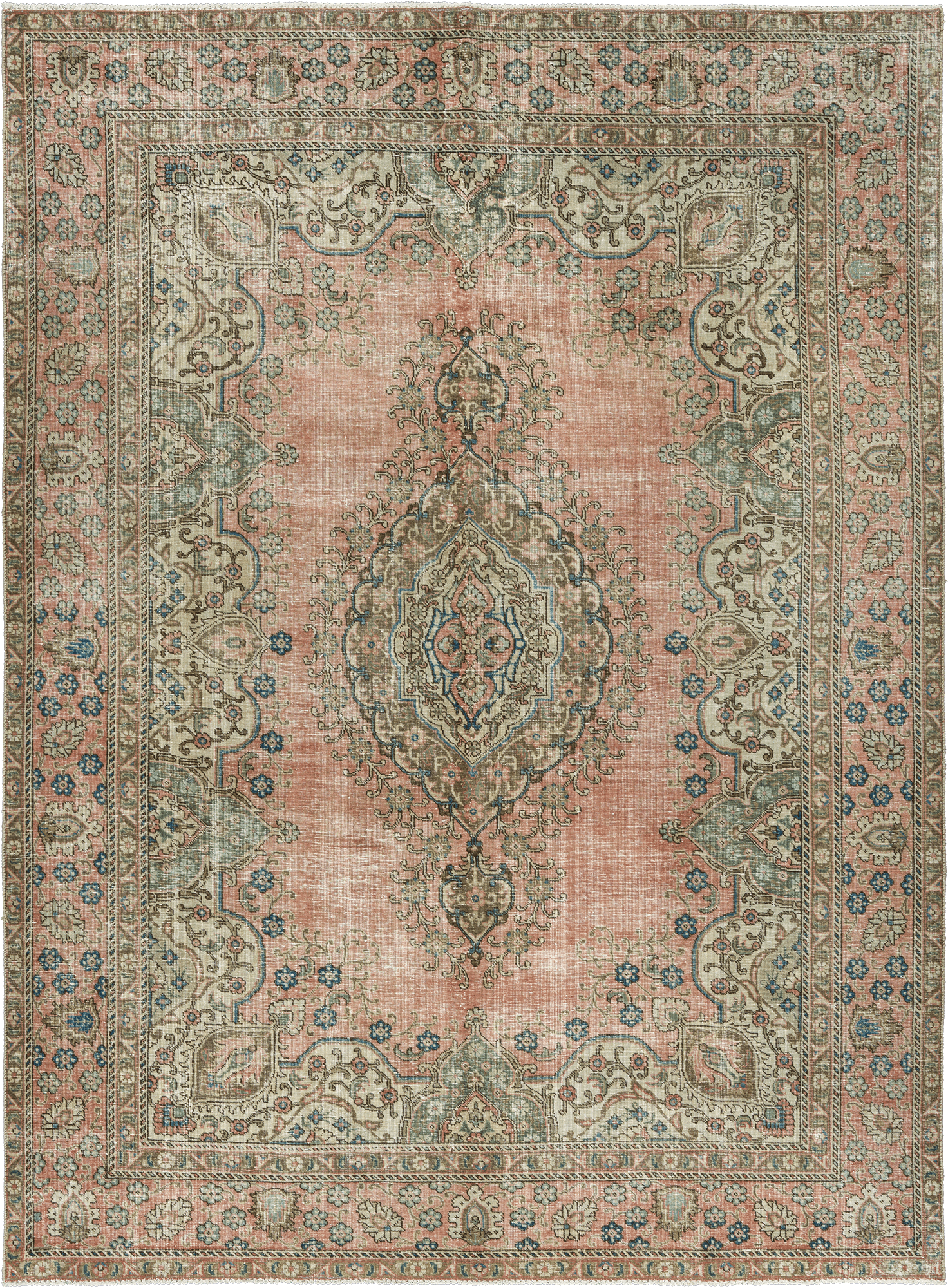 Patina Tabriz Rectangle Pink Rug 8×11 Wool-Cotton