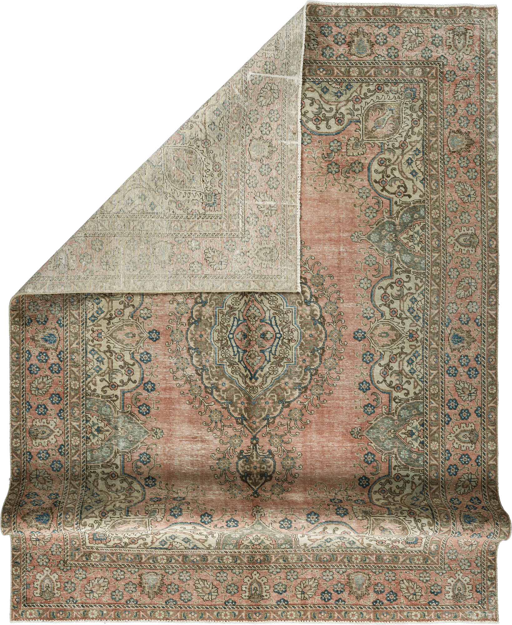 Patina Tabriz Rectangle Pink Rug 8×11 Wool-Cotton