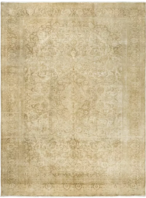 Modern Kashan Rectangle Beige Rug 8×11 Wool-Cotton