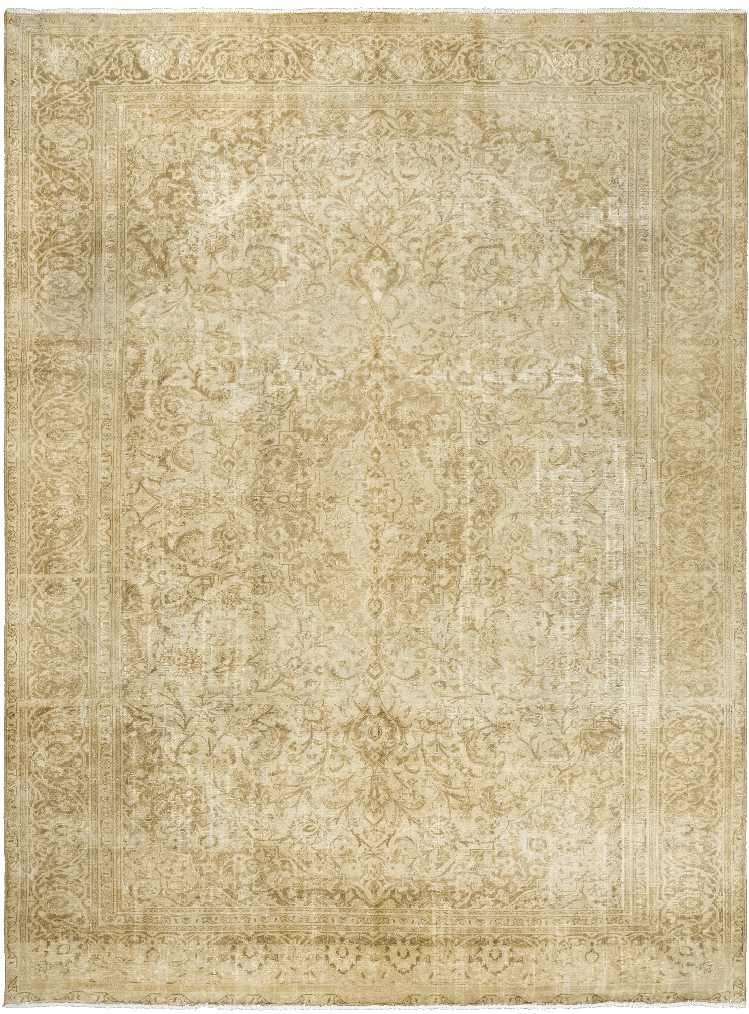 Modern Kashan Rectangle Beige Rug 8×11 Wool-Cotton