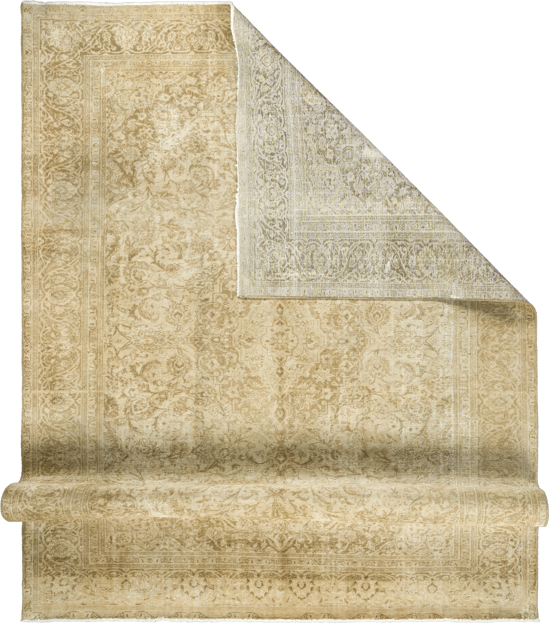 Modern Kashan Rectangle Beige Rug 8×11 Wool-Cotton