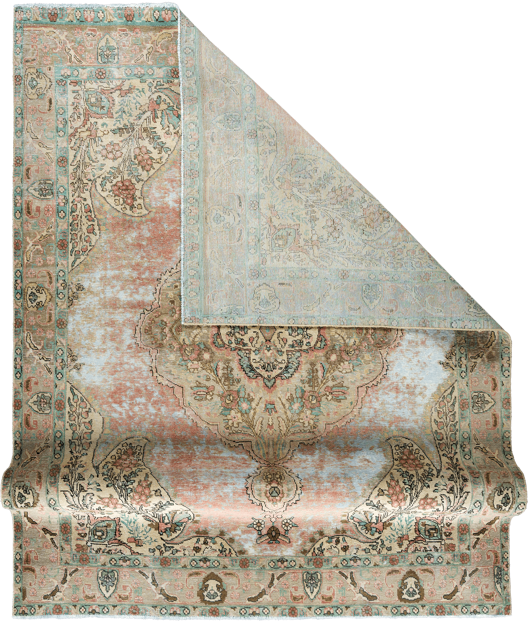Modern Tabriz Rectangle Pink Rug 9×11 Wool-Cotton