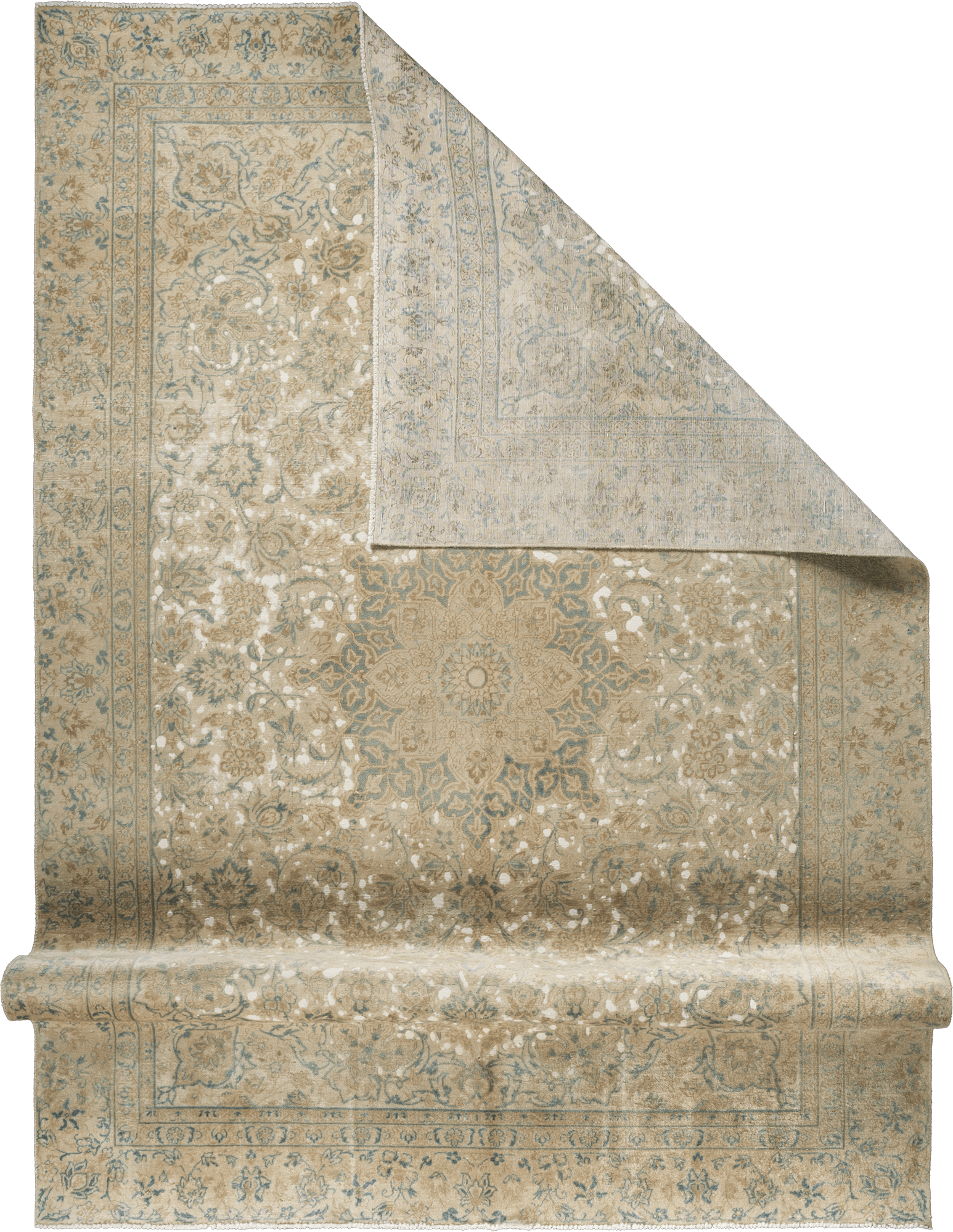 Modern Kashan Rectangle Beige Rug 8×12 Wool-Cotton