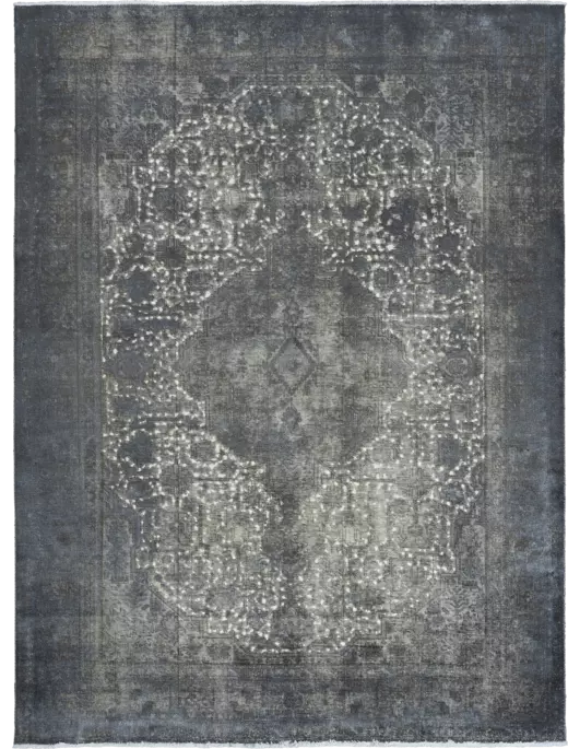 Colorful Vintage Heriz Rectangle Grey Rug 8×11 Wool-Cotton