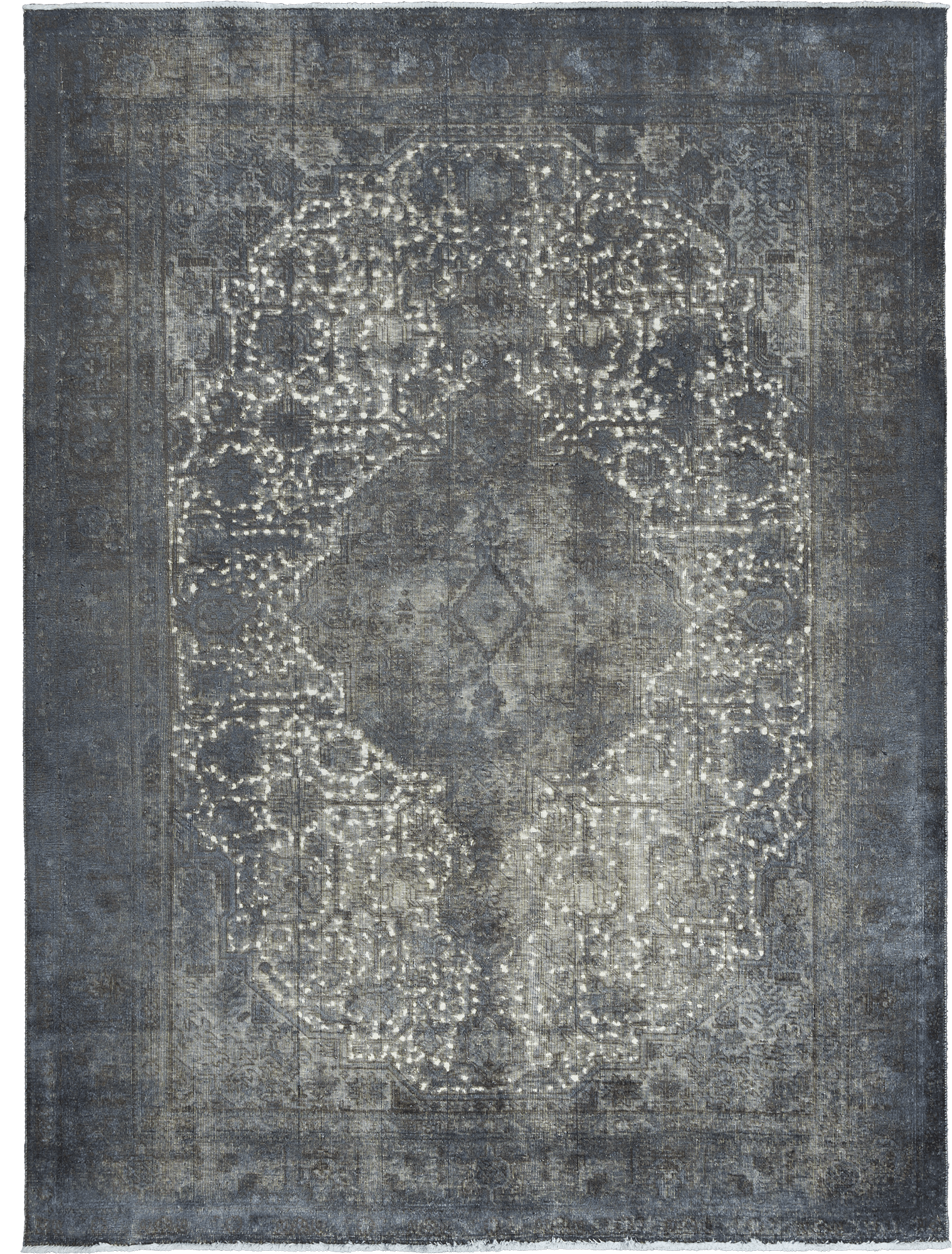Colorful Vintage Heriz Rectangle Grey Rug 8×11 Wool-Cotton