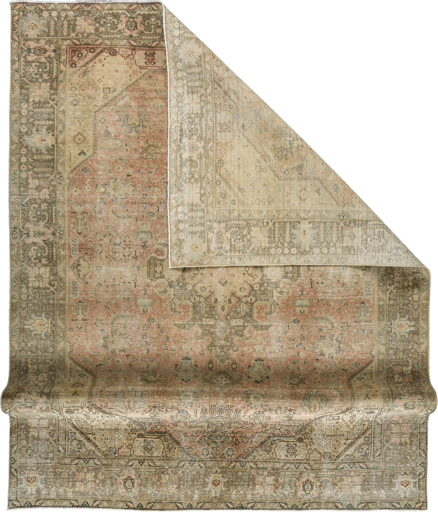 Modern Tabriz Rectangle Pink Rug 9×11 Wool-Cotton