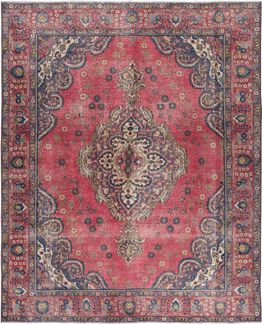 Patina Tabriz Rectangle Red Rug 9×12 Wool-Cotton