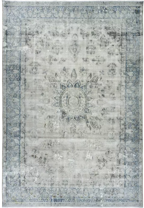 Modern Kerman Rectangle Grey Rug 9×13 Wool-Cotton
