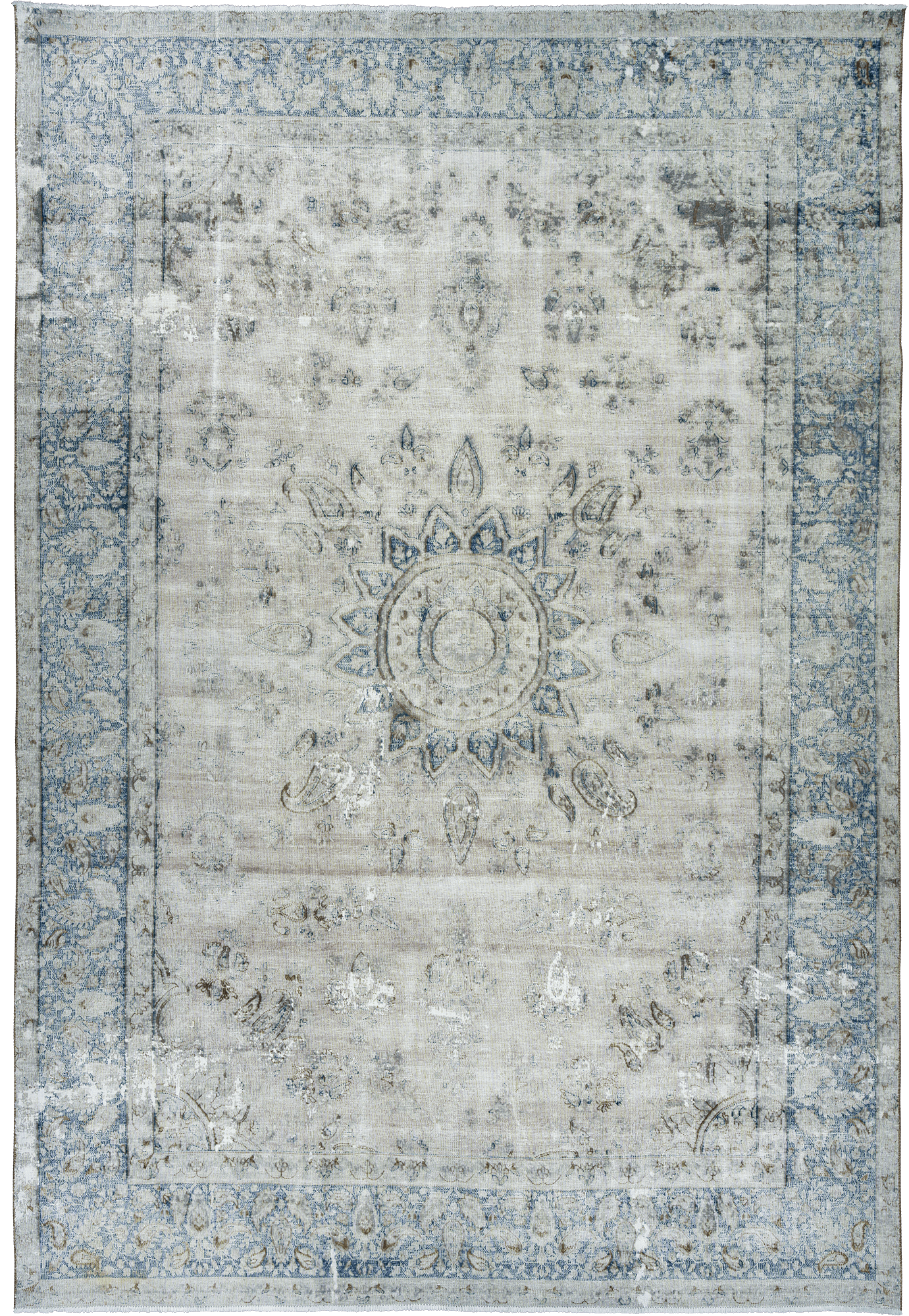 Modern Kerman Rectangle Grey Rug 9×13 Wool-Cotton