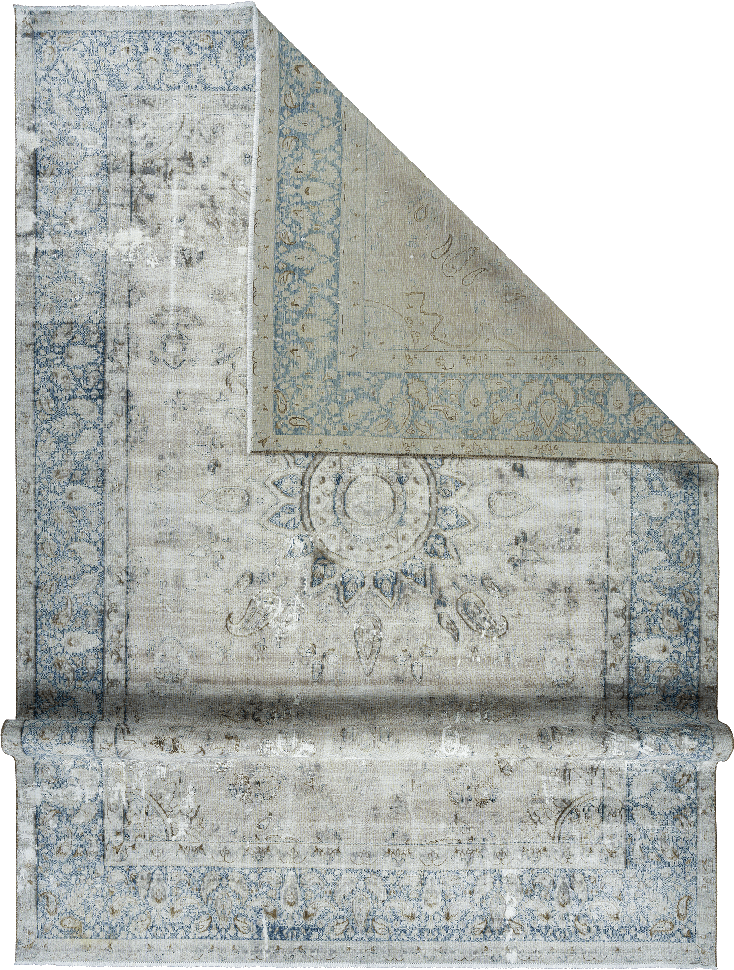 Modern Kerman Rectangle Grey Rug 9×13 Wool-Cotton