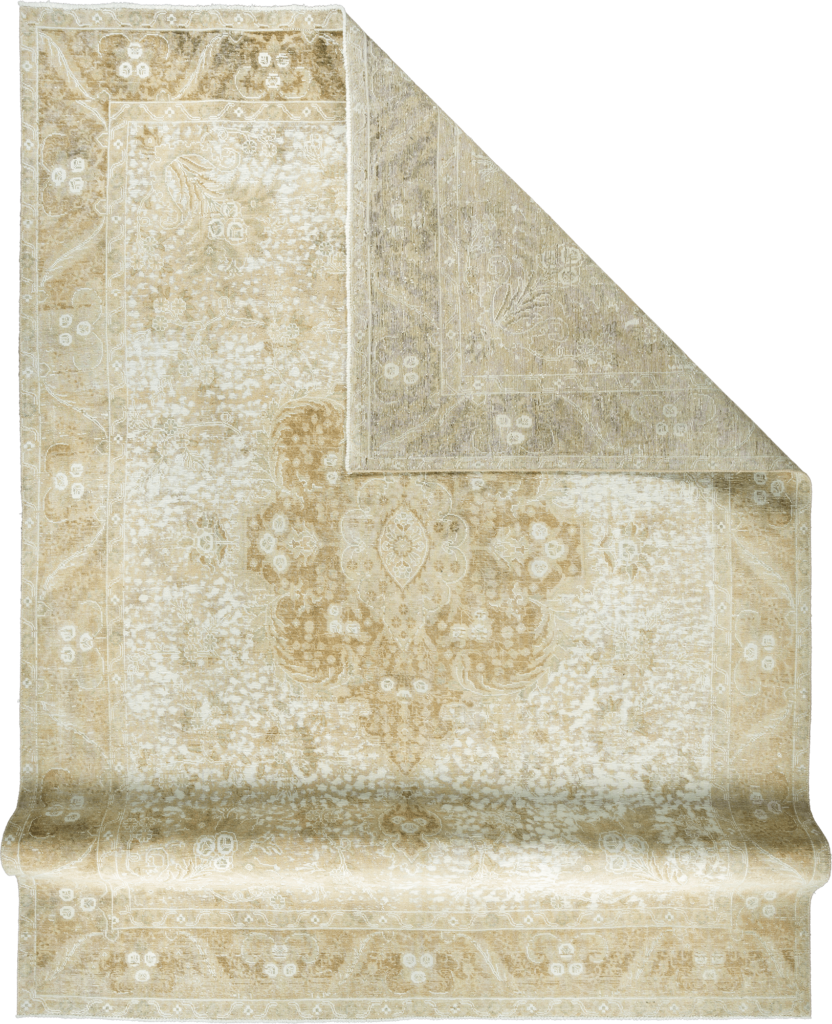 Modern Tabriz Rectangle Beige Rug 9×13 Wool-Cotton