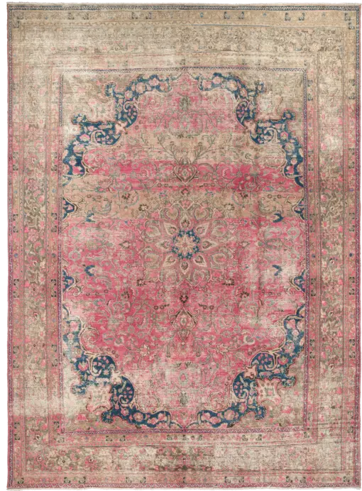 Modern Tabriz Rectangle Red Rug 9×13 Wool-Cotton