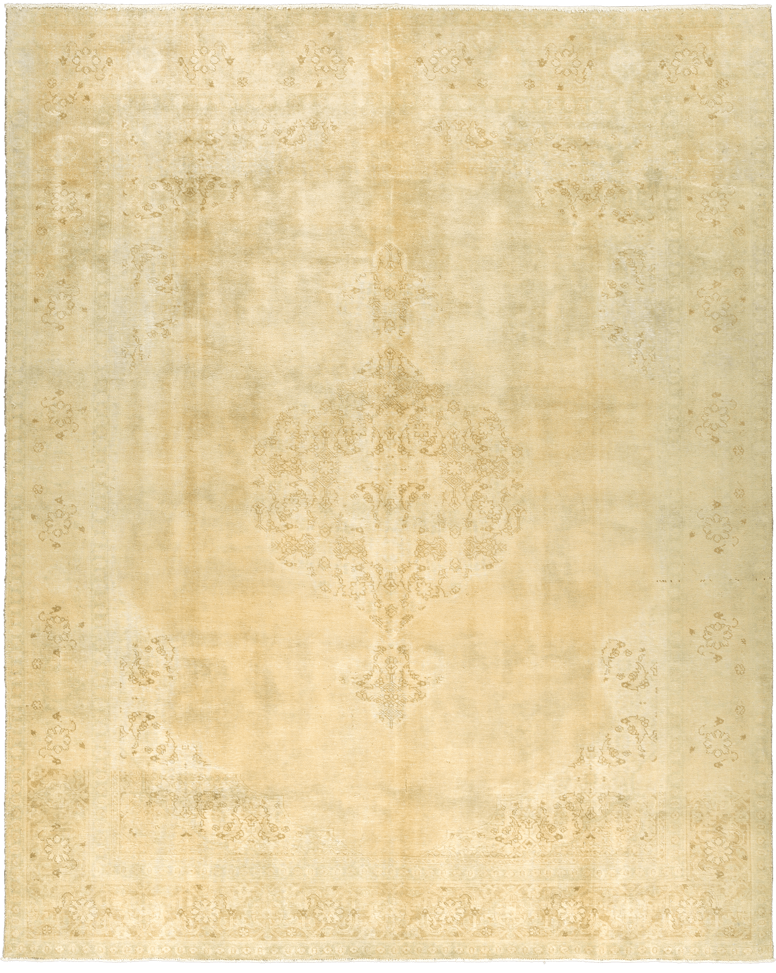 Modern Tabriz Rectangle Beige Rug 9×12 Wool-Cotton