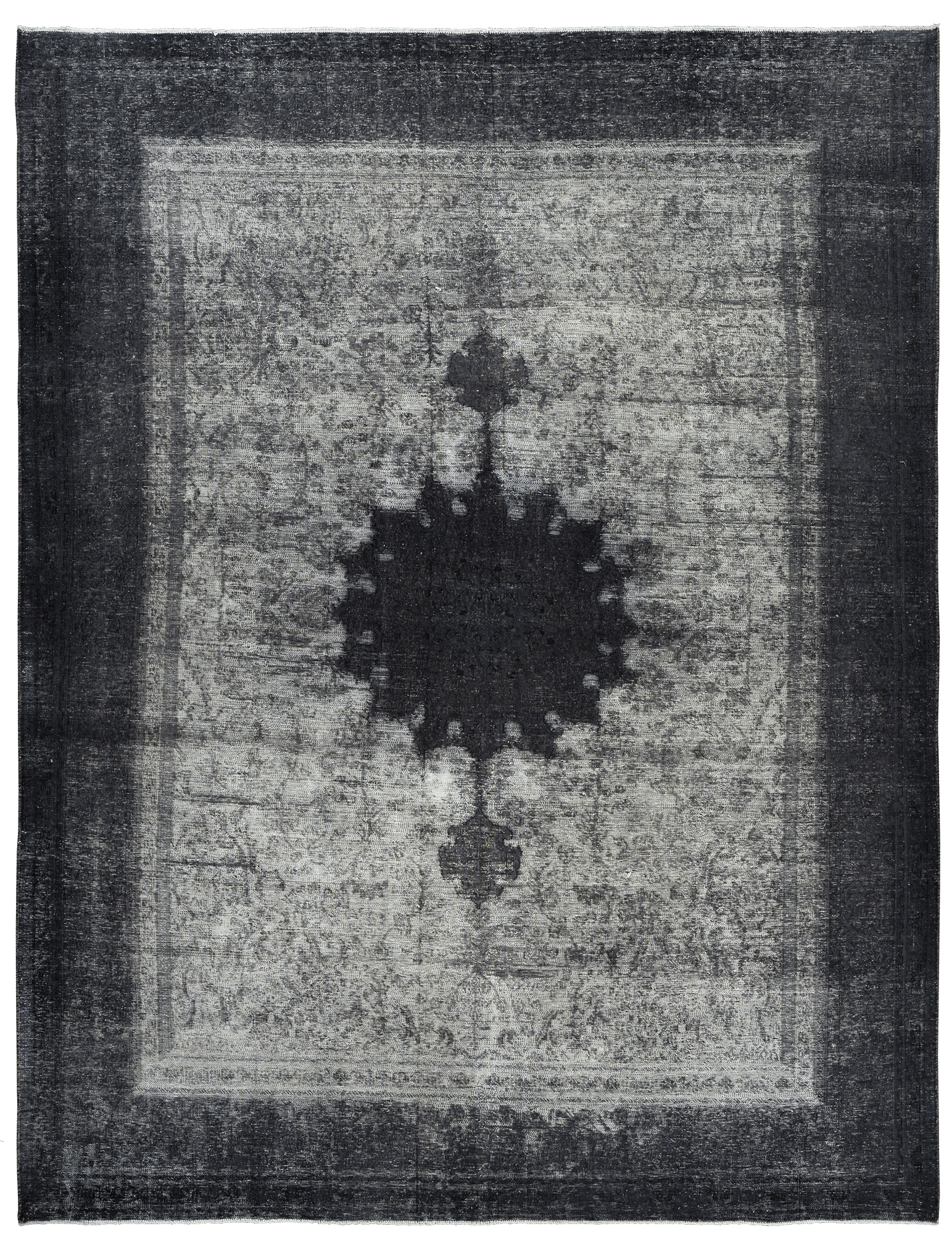 Colorful Vintage Kerman Rectangle Black Rug 10×13 Wool-Cotton