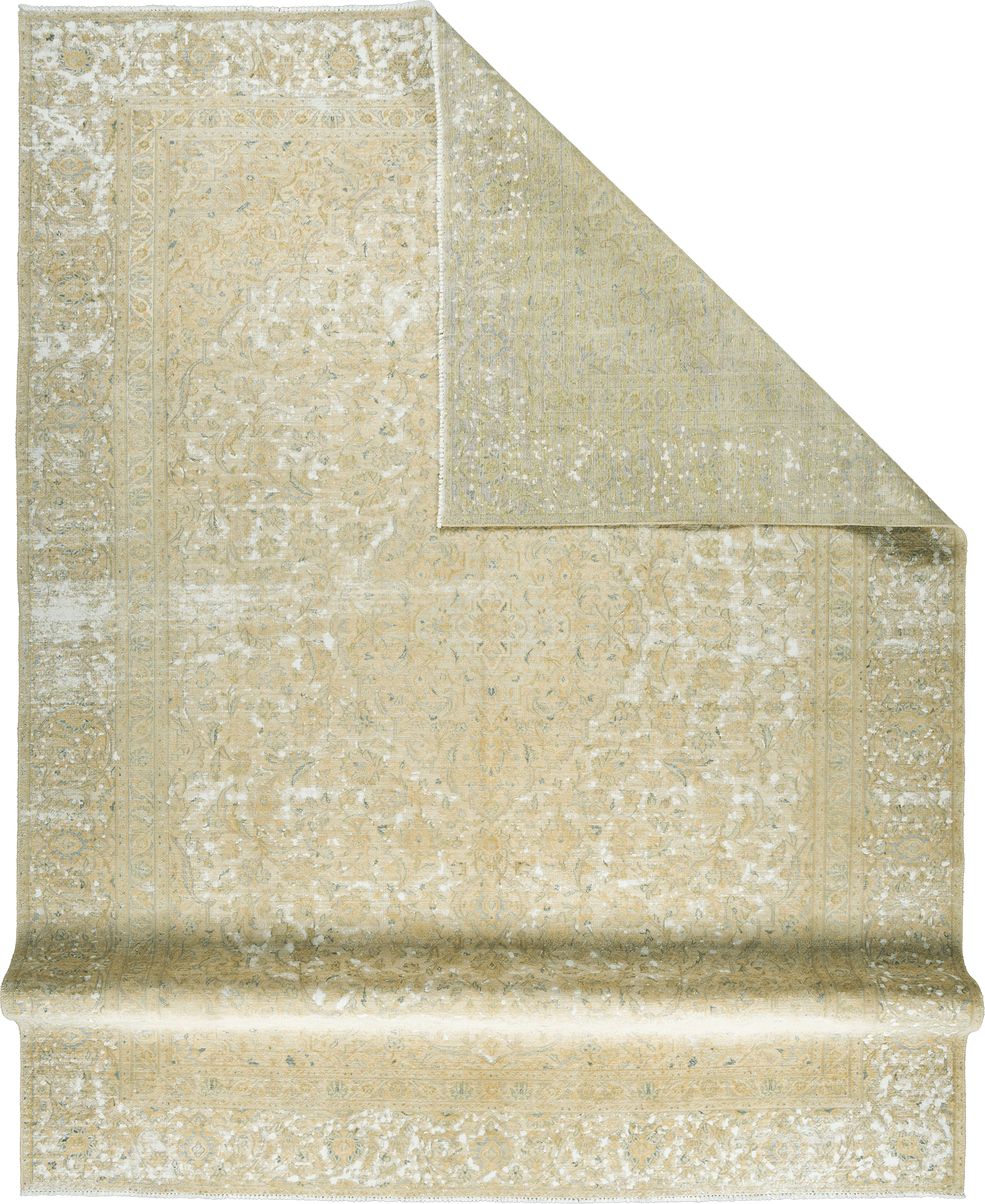 Modern Kashan Rectangle Beige Rug 9×12 Wool-Cotton
