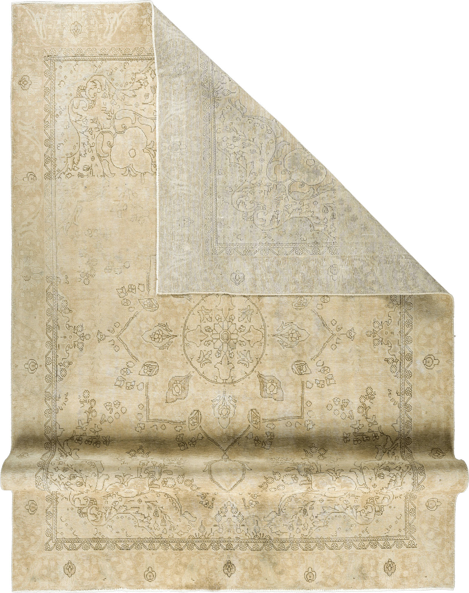 Modern Tabriz Rectangle Beige Rug 8×12 Wool-Cotton