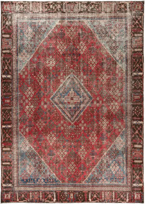 Modern Josheqan Rectangle Red Rug 9×13 Wool-Cotton