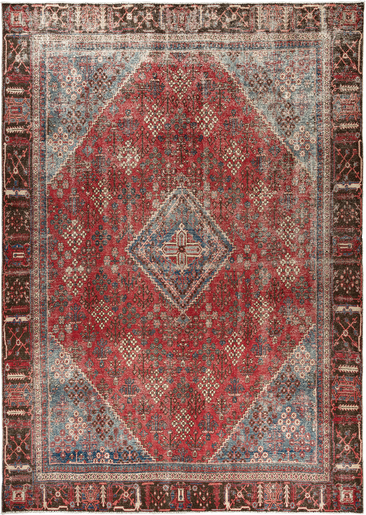 Modern Josheqan Rectangle Red Rug 9×13 Wool-Cotton