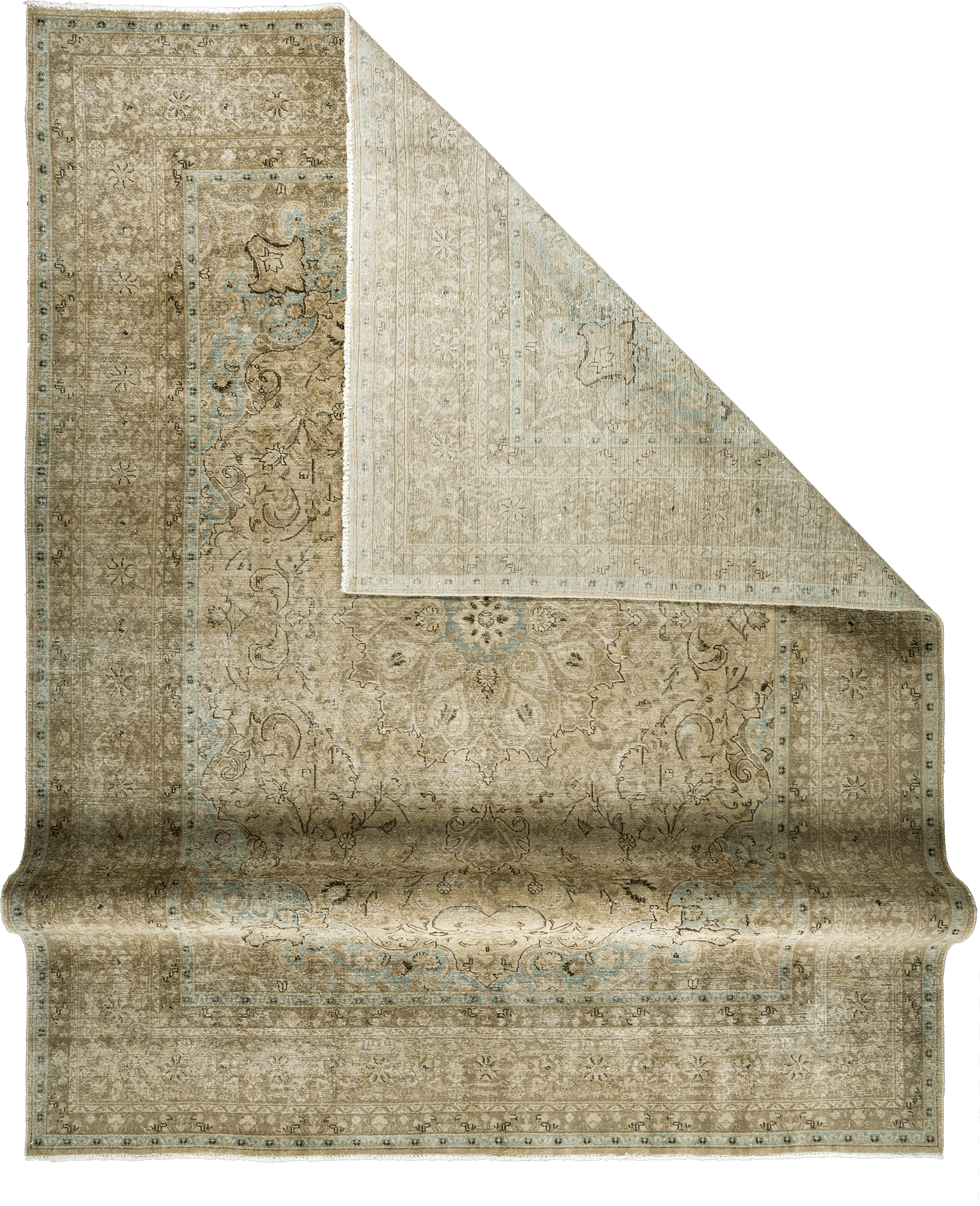 Modern Tabriz Rectangle Brown Rug 10×13 Wool-Cotton