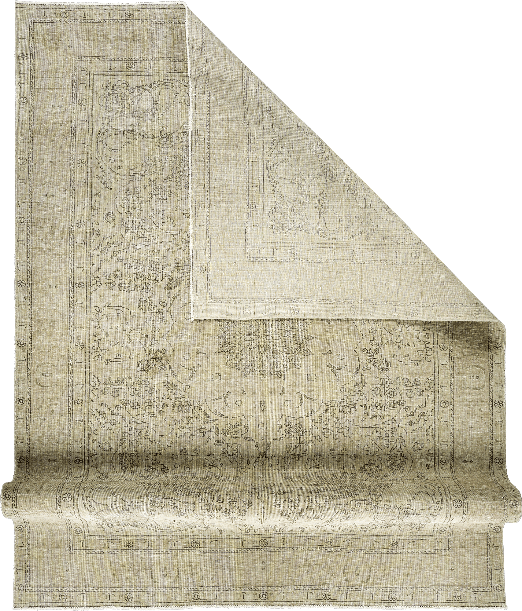 Modern Tabriz Rectangle Beige Rug 9×13 Wool-Cotton