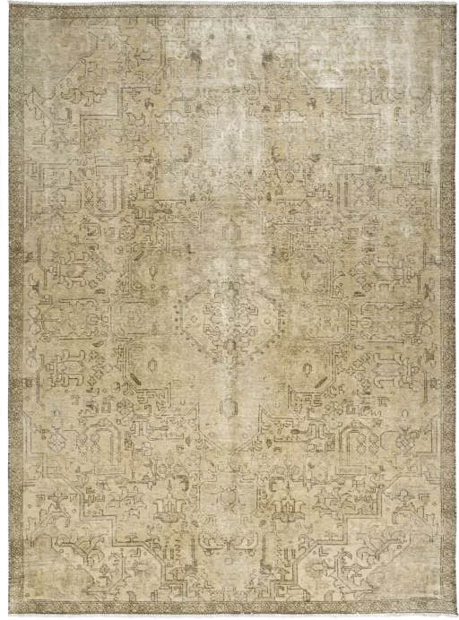 Modern Heriz Rectangle Beige Rug 8×10 Wool-Cotton