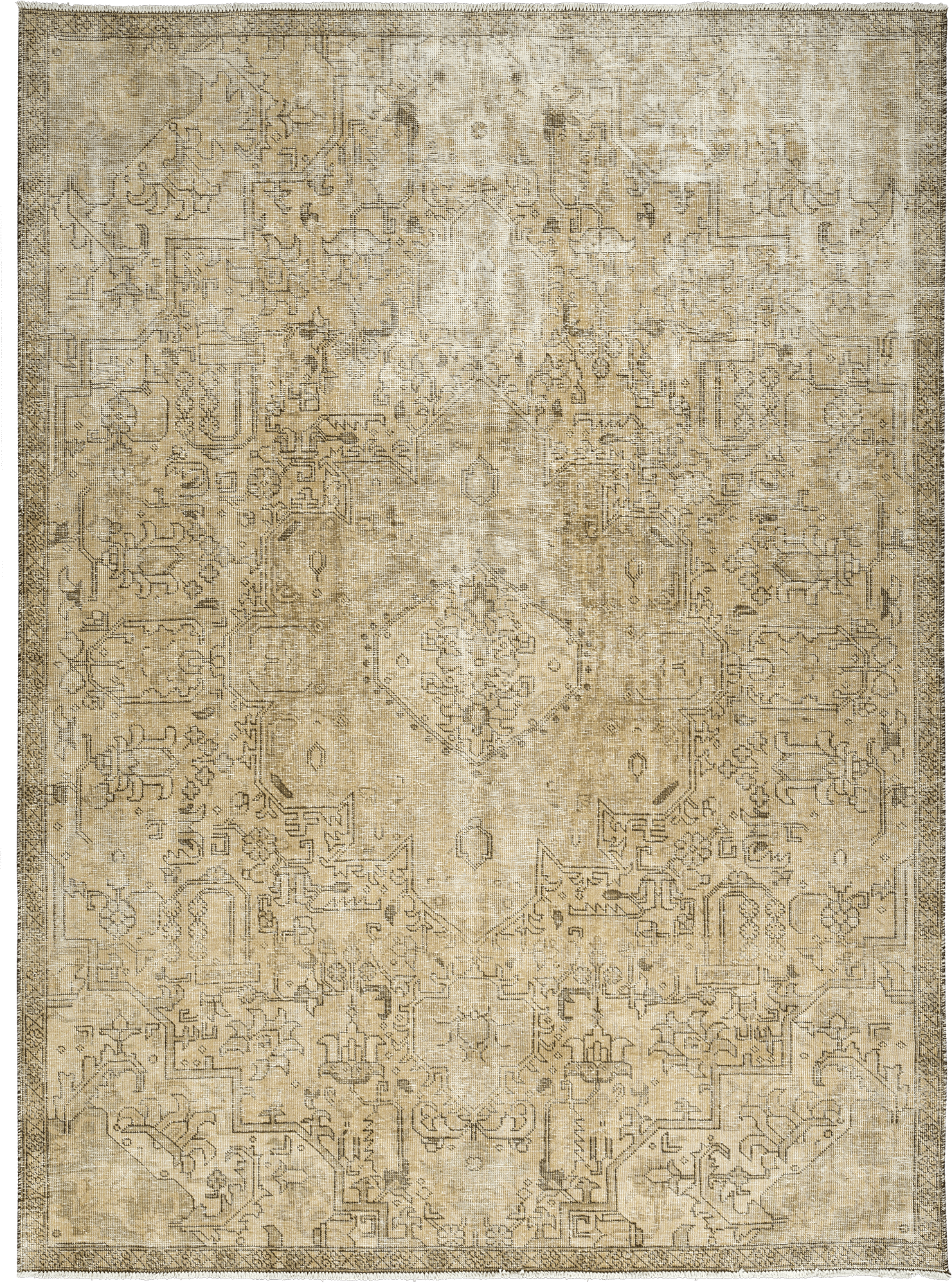 Modern Heriz Rectangle Beige Rug 8×10 Wool-Cotton