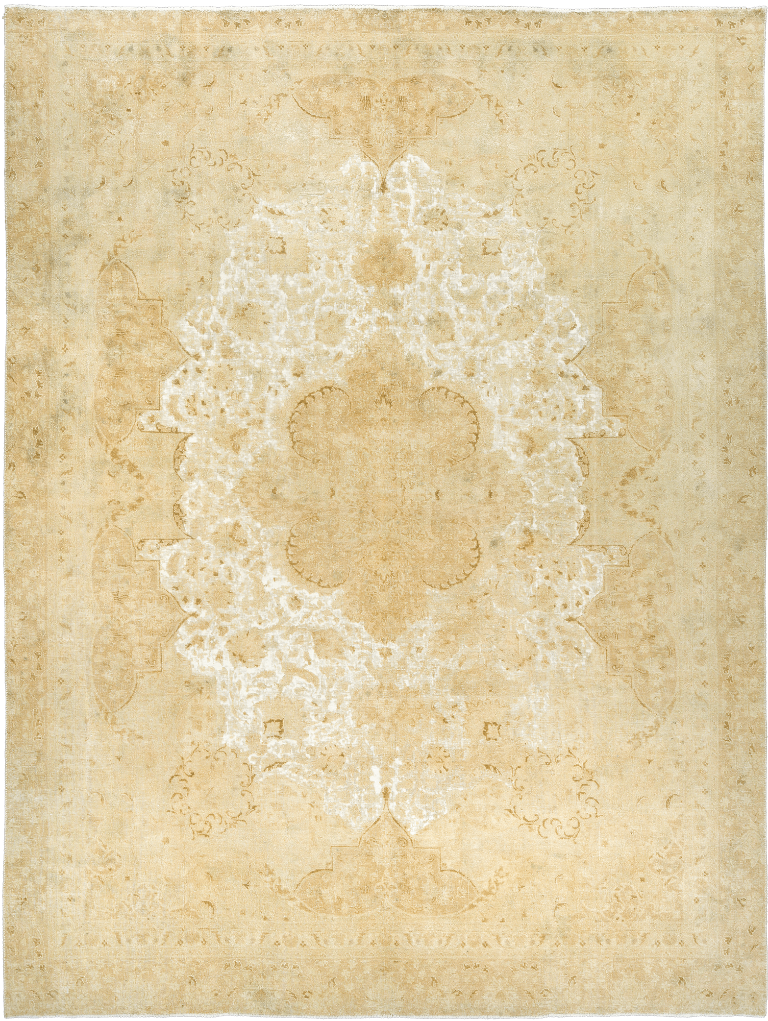 Modern Tabriz Rectangle Beige Rug 9×12 Wool-Cotton