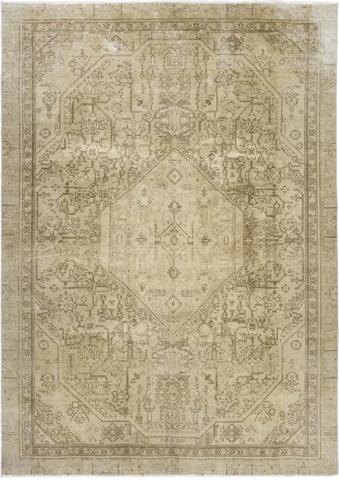 Modern Heriz Rectangle Beige Rug 8×12 Wool-Cotton