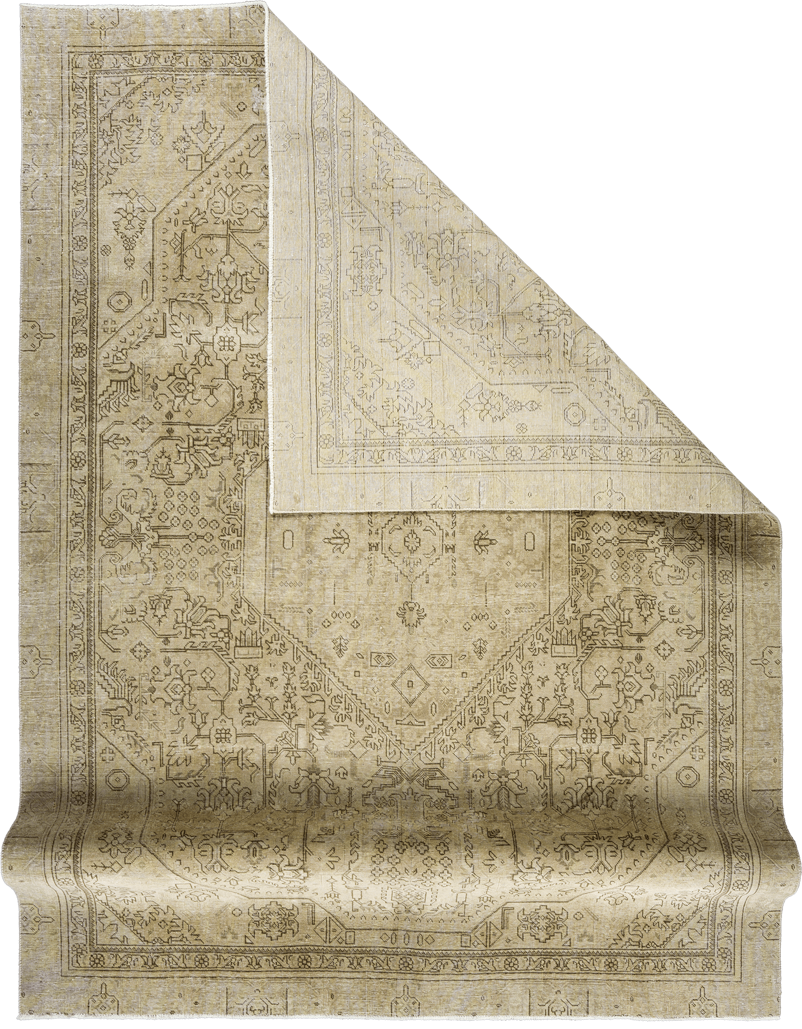 Modern Heriz Rectangle Beige Rug 8×12 Wool-Cotton